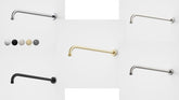 RUBANE II 400MM RIGHT ANGLED SHOWER ARM CHROME, MATTE BLACK, BRUSHED BRASS, BRUSHED NICKEL OR GUNMETAL